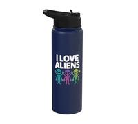 I Love Aliens Humor Galáctico Espacio Diversión Stainless Steel Insulated Water Bottle