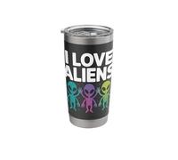 I Love Aliens Humor Galáctico Espacio Diversión Vaso térmico de acero inoxidable de doble pared