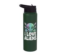 I Love Aliens Linda Sonrisa Extraterrestre Stainless Steel Insulated Water Bottle