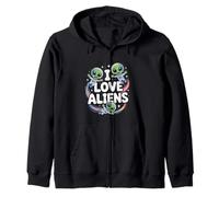 I Love Aliens Lindo Dibujos Animados Astronautas Diversión Sudadera con Capucha