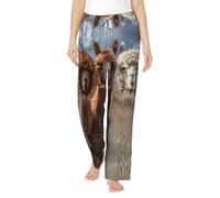 I Love Alpacas - Pantalones de pijama de franela para mujer, suaves, cálidos y adorables para máxima comodidad, Negro, 3XL