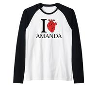 I Love Amanda Funny Corazón anatómicamente Correcto Camiseta Manga Raglan
