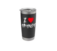 I Love Amanda Mamá Esposa Hija Novia San Valentín Vaso térmico de acero inoxidable de doble pared