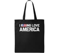 I Love America - Bolsa de algodón ecológico natural, color negro, Black, Talla única