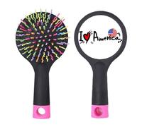 I Love America - Cepillo para desenredar el cabello, diseño de corazón con la bandera del mundo