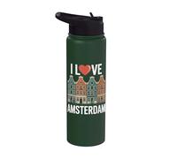 I Love Amsterdam Heart Canal Casas Stainless Steel Insulated Water Bottle