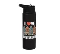 I Love Amsterdam Heart Canal Casas Stainless Steel Insulated Water Bottle