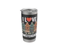 I Love Amsterdam Heart Canal Casas Vaso térmico de acero inoxidable de doble pared