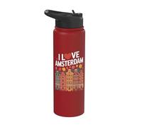 I Love Amsterdam Heart Tulips Casas Stainless Steel Insulated Water Bottle