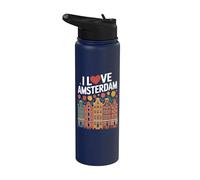 I Love Amsterdam Heart Tulips Casas Stainless Steel Insulated Water Bottle