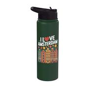 I Love Amsterdam Heart Tulips Casas Stainless Steel Insulated Water Bottle