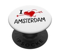 I Love Amsterdam Holanda Heart Arrow City Viaje holandés PopSockets PopGrip Adhesivo
