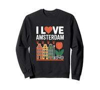 I Love Amsterdam Tulip Canal Casas Bicicleta Sudadera
