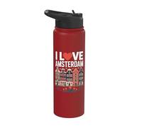 I Love Amsterdam Tulip Canal Casas Stainless Steel Insulated Water Bottle