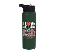 I Love Amsterdam Tulip Canal Casas Stainless Steel Insulated Water Bottle