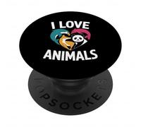 I Love Animals Delfín Zorro Panda Corazón PopSockets PopGrip Adhesivo