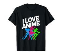 I Love Anime Vibrante Silueta Arte Camiseta