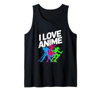 I Love Anime Vibrante Silueta Arte Camiseta sin Mangas
