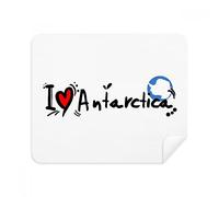 I Love Antarctica - Paño de limpieza para la pantalla del teléfono con la bandera del amor del corazón, 2 piezas de tela de ante