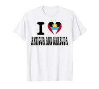 I Love Antigua y Barbuda Bandera de corazón Retro Recuerdo de Viaje Camiseta