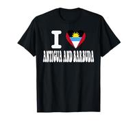 I Love Antigua y Barbuda Bandera de corazón Retro Recuerdo de Viaje Camiseta