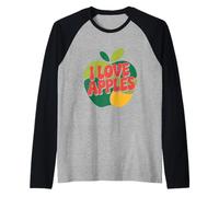I Love Apples - Diseño Retro de Manzanas Camiseta Manga Raglan