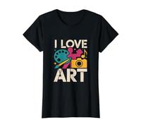 I Love Art Celebración de Creatividad apasionada Camiseta gráfica económica, Mujer, Negro, XL