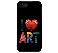 I Love Art Colorful Paintbrush Heart Artistic Design Artist Carcasa para iPhone SE (2020) / 7 / 8