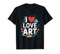 I Love Art Colorido Expresión Artística Profesor de Arte Camiseta gráfica económica, Hombre, Negro, S