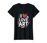 I Love Art Colorido Expresión Artística Profesor de Arte Camiseta gráfica económica, Mujer, Negro, S