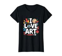 I Love Art Diseño de expresión Creativa apasionada Camiseta gráfica económica, Mujer, Negro, L
