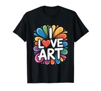 I Love Art Expresión Creativa Colorida Camiseta gráfica económica, Hombre, Negro, M