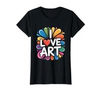 I Love Art Expresión Creativa Colorida Camiseta gráfica económica, Mujer, Negro, L