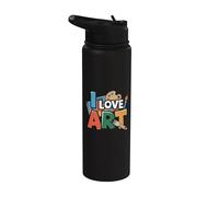 I Love Art Expresión creativa Diseño colorido Stainless Steel Insulated Water Bottle