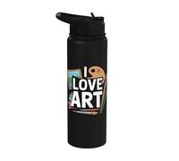 I Love Art - Paleta de pinceles de colores Stainless Steel Insulated Water Bottle