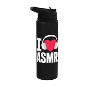 I Love ASMR Cute Heart Auriculares Audio Relax Stainless Steel Insulated Water Bottle