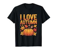 I Love Autumn Pumpkin Bellotas Hojas Camiseta