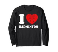 I Love Badminton Amantes Corazón Pasión Raquetas Birdies Manga Larga