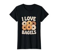 I Love Bagels Bagel Lover Comida Humor Camiseta gráfica económica, Mujer, Negro, M