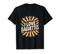 I Love Baguettes - Gráfico para Amantes del Pan francés Camiseta gráfica económica, Hombre, Negro, L