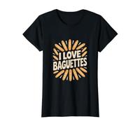 I Love Baguettes - Gráfico para Amantes del Pan francés Camiseta gráfica económica, Mujer, Negro, S