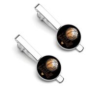 I Love Basketball - Juego de 2 clips de corbata divertidos para hombre, estampados, para negocios, bodas, 5.5x2.2cm, Cobre galvanizado