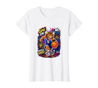 I Love Basketball, Legend Basketball Mascot Graffiti Sports Camiseta gráfica económica, Mujer, Blanco, S