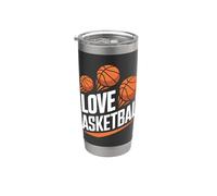 I Love Basketball Sports Hoops Energía Vaso térmico de acero inoxidable de doble pared