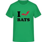 I Love Bats - Camiseta para fans de murciélagos con corazón, Kelly Green, M