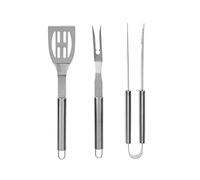 I LOVE BBQ - Conjunto de Utensilios para Barbacoa - Juego de 3 Utensilios de Acero Inoxidable para Barbacoa/Plancha - Material: 1 Placa, 1 espátula, 1 Pinza - Longitud: 40 cm