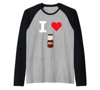 I Love BBQ Sauce Barbacoa Condimento Marinada Carne a la parrilla Camiseta Manga Raglan
