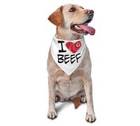 I Love Beef Spring Dog Bandanas Boy Bulk Puppy Pañuelo Ajustable Triángulo Suave Baberos Accesorios para Perros Pequeños Medianos Grandes Gatos Blanco