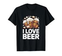 I Love Beer Barrels Espuma Desbordante Camiseta gráfica económica, Hombre, Negro, L