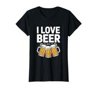 I Love Beer Cheers Tazas Celebración Diversión Camiseta gráfica económica, Mujer, Negro, M